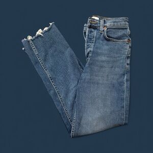Re/Done Classic Denim Jeans Distressed Hem Vintage Wash Size 24